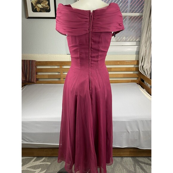 Wrap Cap Sleeve Gown Women’s 3/4 Raspberry Cranberry Bridesmaid Prom Pink USA - Picture 3 of 6